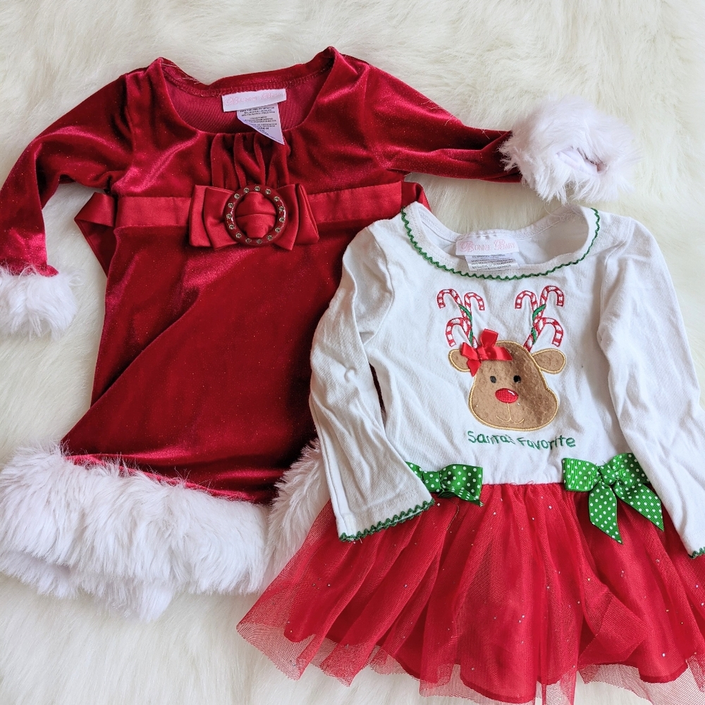 Holiday dresses 12 months Bonnie Baby (2 dresses)